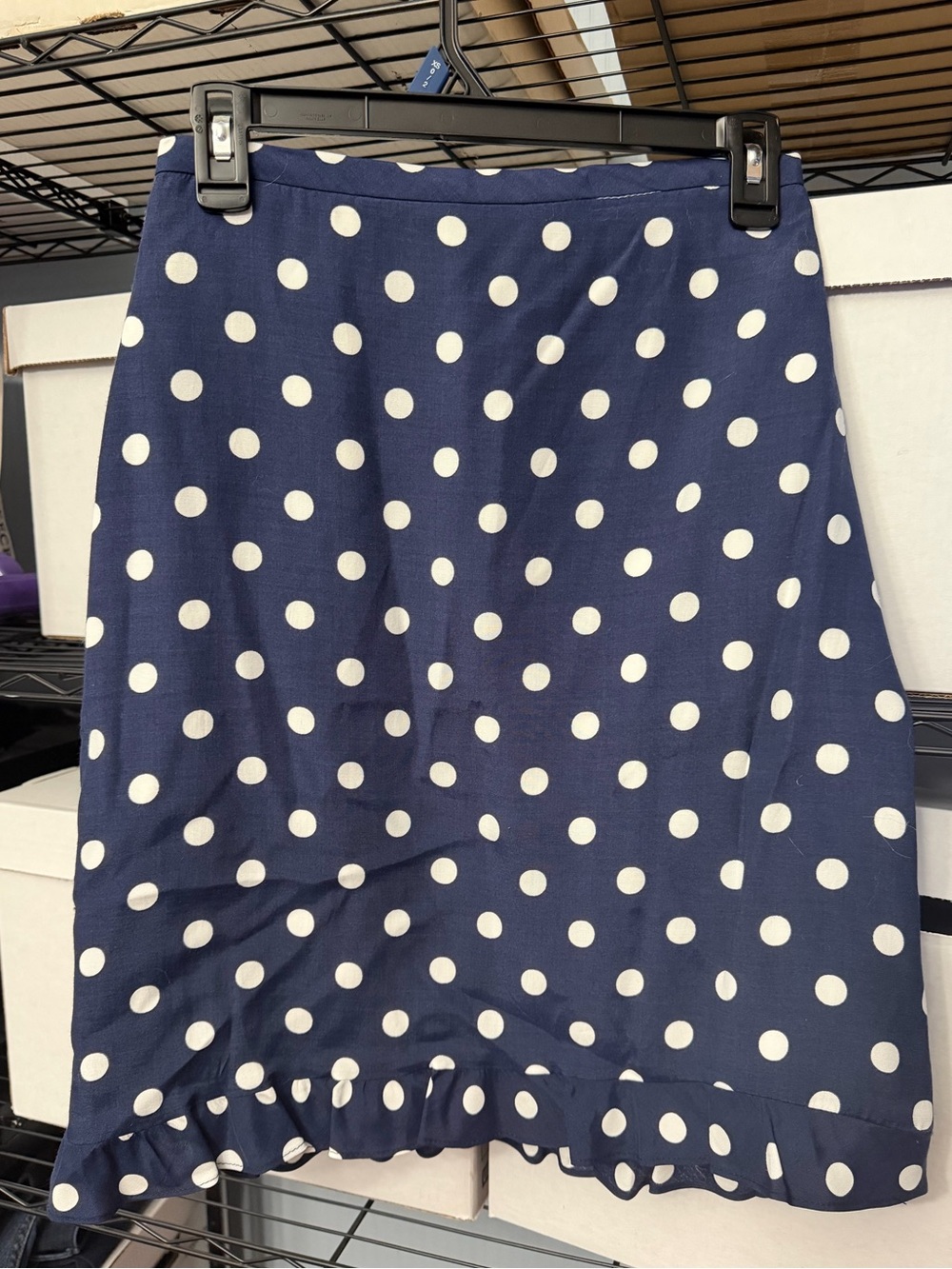 French Connection | Navy Blue | Polka Dot Ruffle Hem Skirt | Size 2